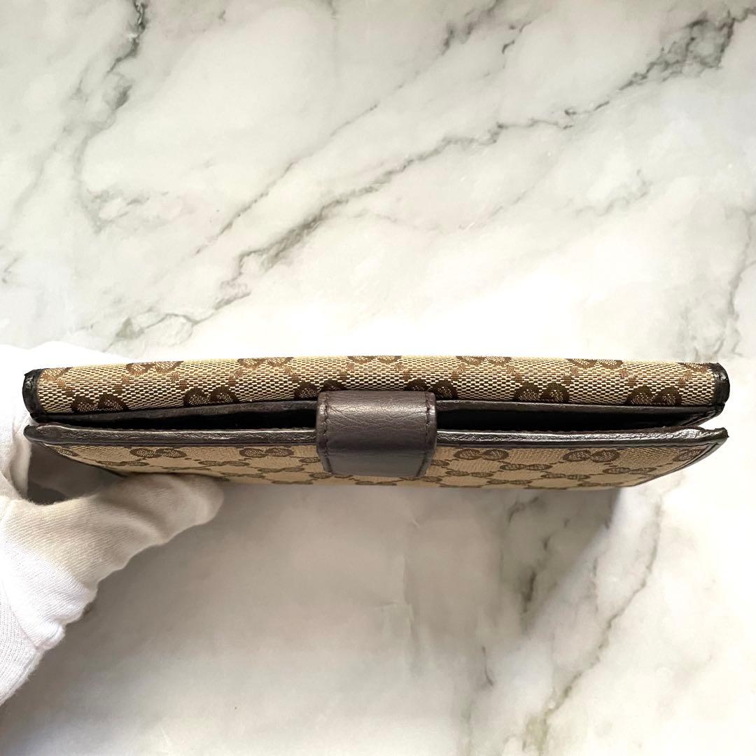 GUCCI グッチ GGキャンバス メタルロゴプレート 長財布 美品0121-③