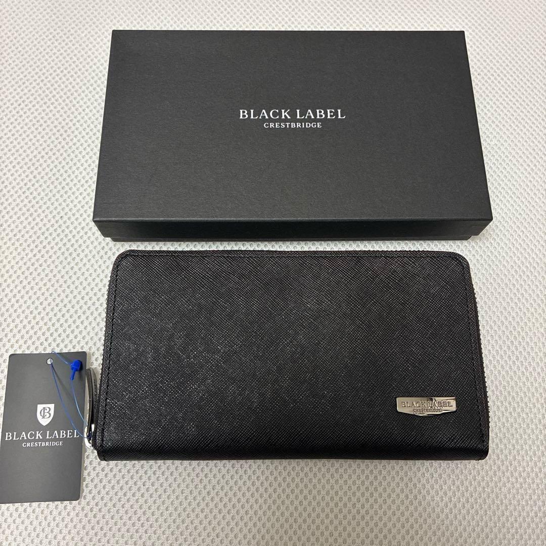 新品　ブラックレーベルクレストブリッジ　ラウンドジップ長財布　ブラック エンボスチェックラウンドジップウォレット（ウォレット/ケース
