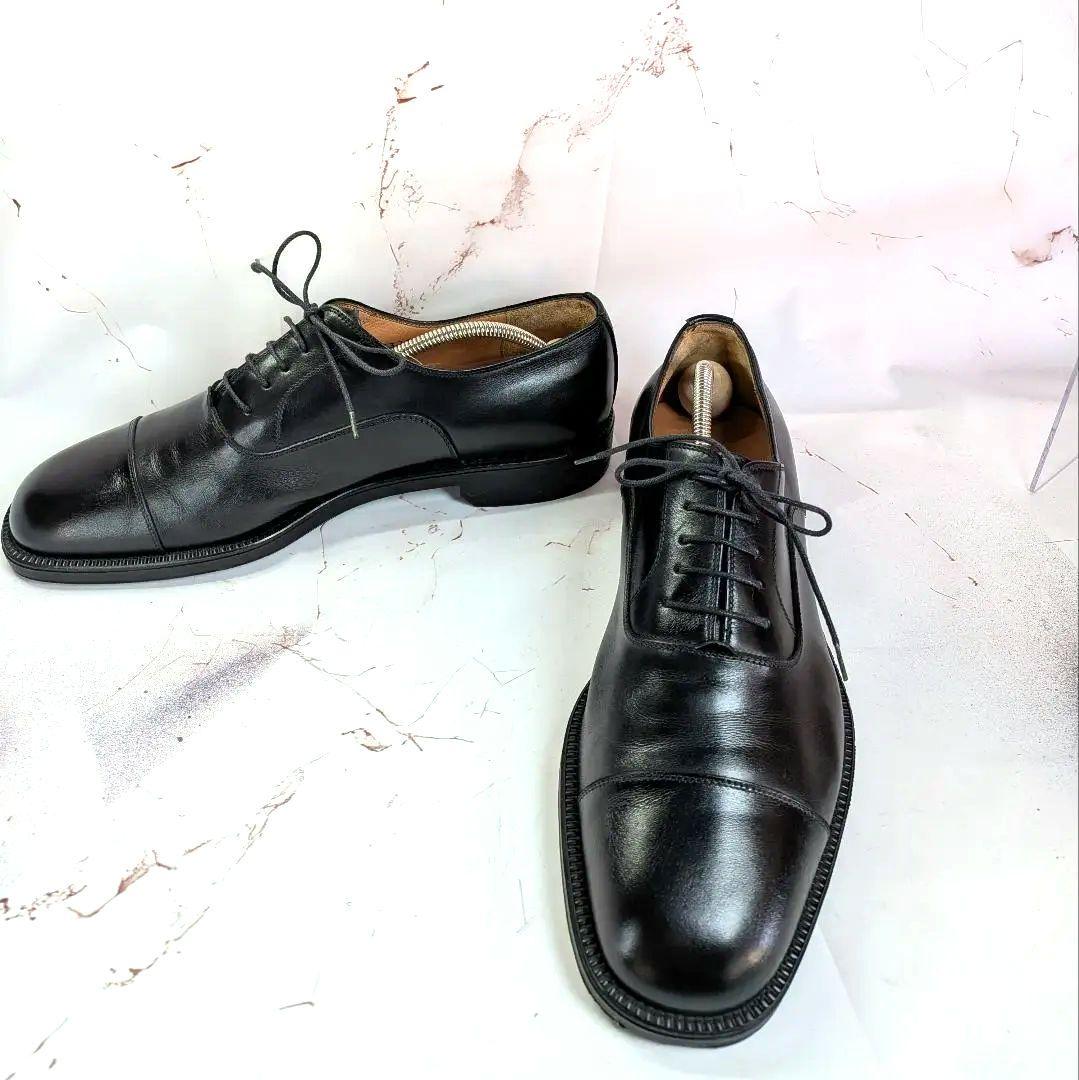 フェラガモ ストレートチップ 黒 26.5cm相当 本革 ドレスシューズ