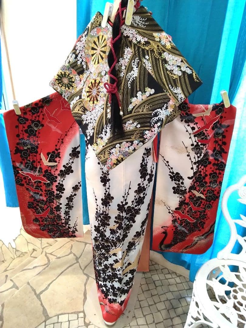 振袖フルセット、正絹振袖成人式、重ね衿帯揚げ帯締め、西陣袋帯