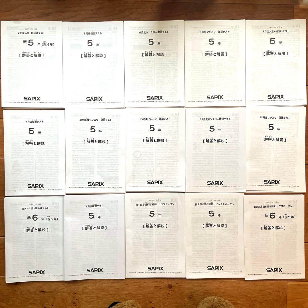 2025 最新版 SAPIX 5年生年間テスト 15回フルセット 超希少消し済み