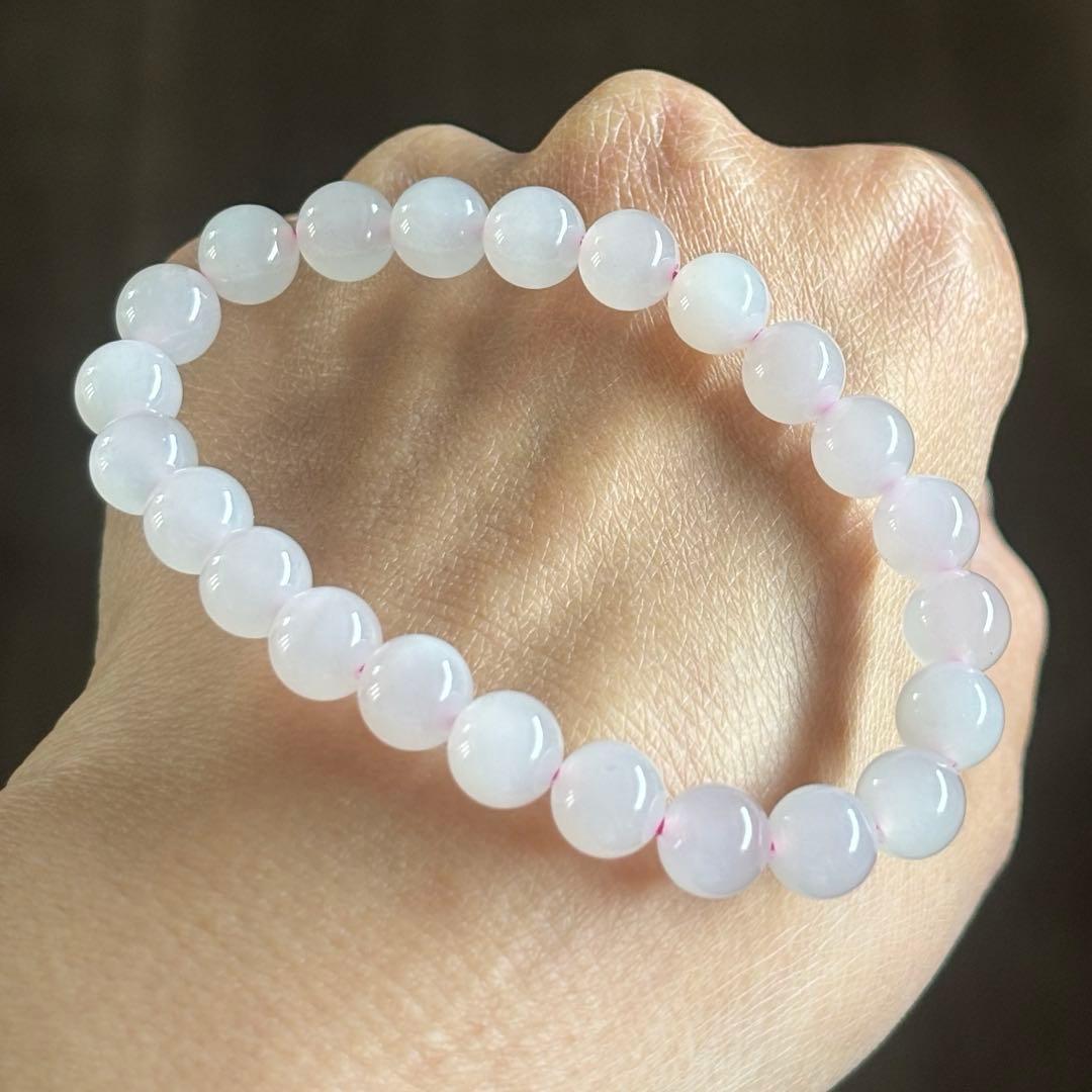 天然和田玉　ネフライト　藕粉色 淡いピンク　7.9mm ブレスレット