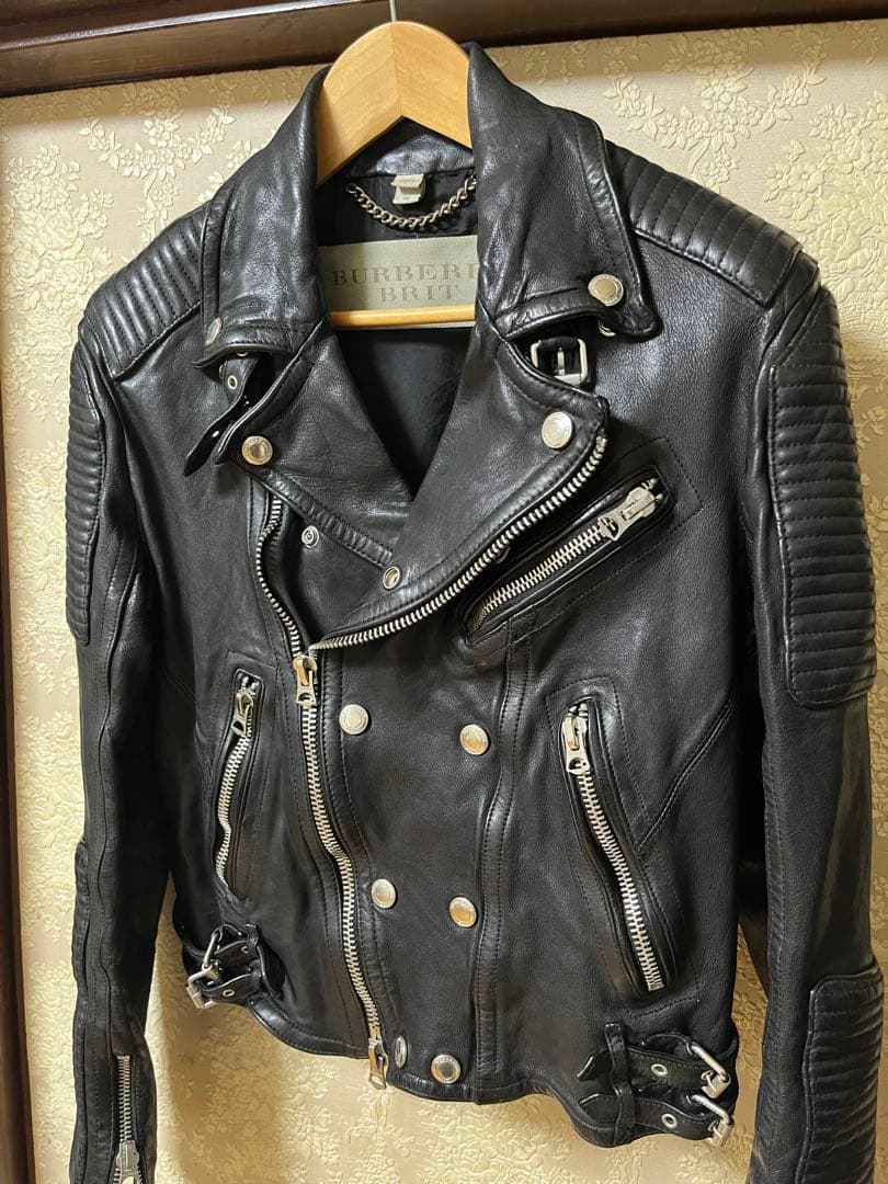 BURBERRY BRIT バイカー ライダース ジャケット バーバリー レザー