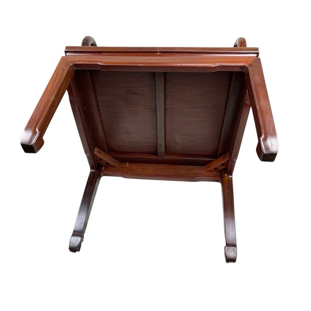 希少】花梨材角 アームチェアー 無垢 透かし彫り 唐木チェア