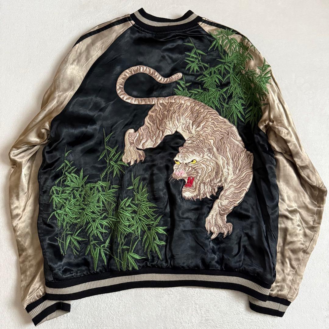 花旅楽団 スカジャン レーヨン100% リバーシブル 白虎Mサイズ