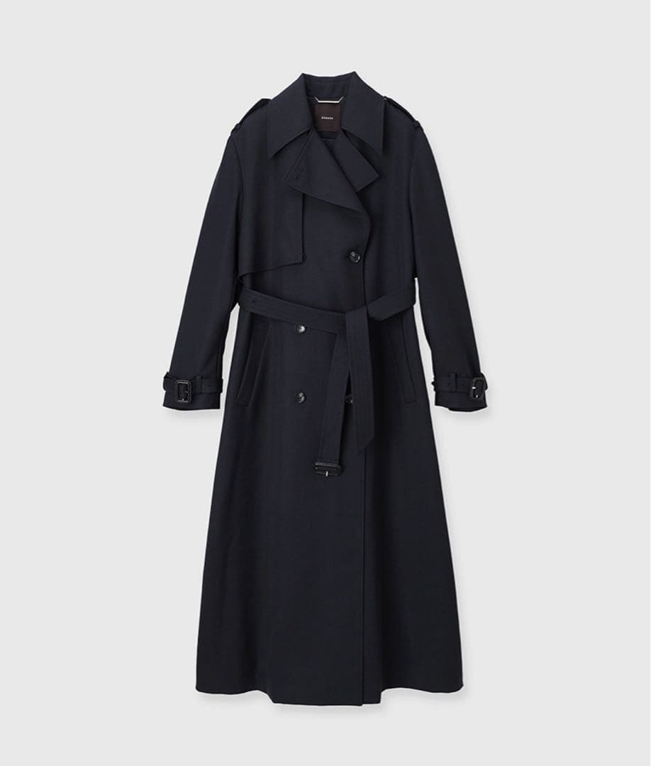 【anuans アニュアンス】ウールギャバジントレンチコート ネイビー 2024 アニュアンス anuans ウールギャバジントレンチコート （NAVY） -靴