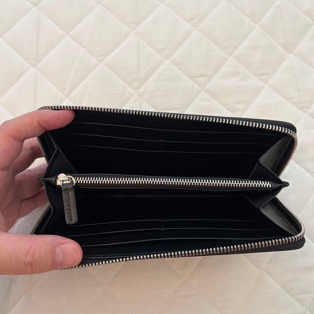 スマイソン smythson ブラック 長財布 ラウンドジップ イタリア製 美品