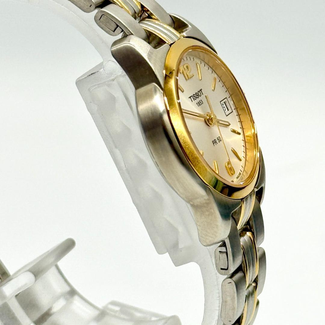 美品 稼働品 TISSOT ティソ 腕時計 デイト シルバー文字盤 3針 箱付き