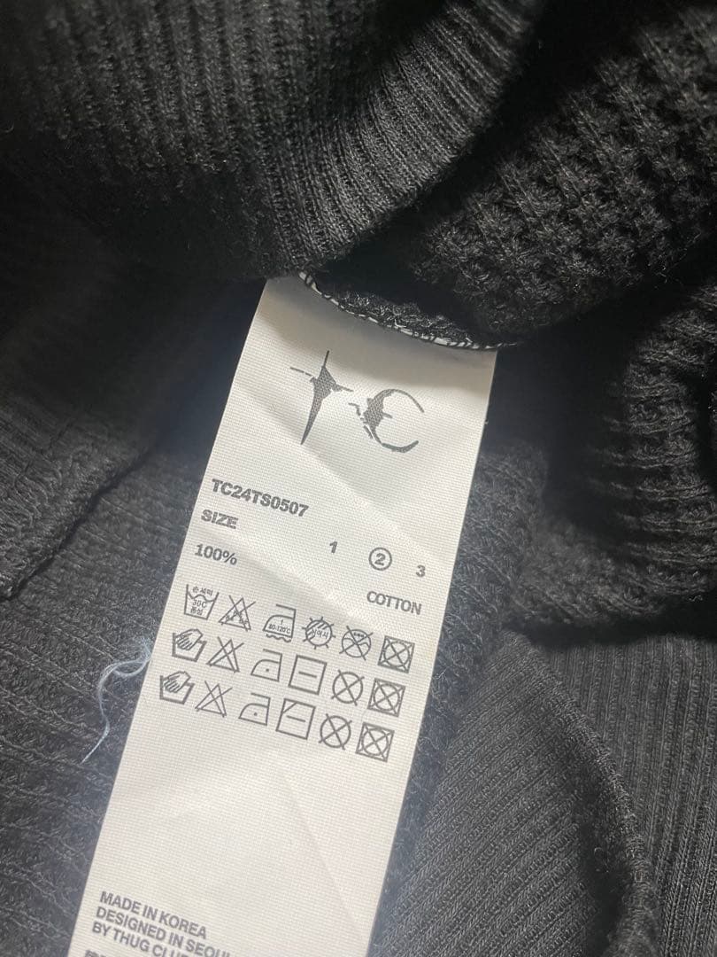 thug club サグクラブ サーマル ニット ワッフル 韓国 y2k 黒 - メルカリ