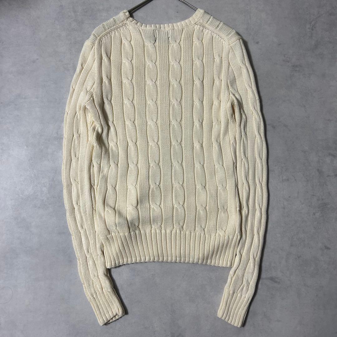 美品✨現行QRタグ ポロラルフローレン ニット ビーズ ケーブル クルー