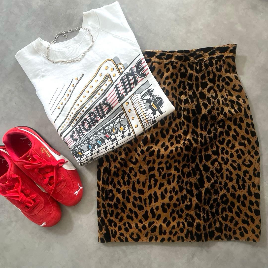 USA製 ヴィンテージ レオパード 柄 スカート ビンテージ ベロア 豹 ヒョウ She's Closet スカート レオパード/豹ヒョウ柄プリントフレアロング