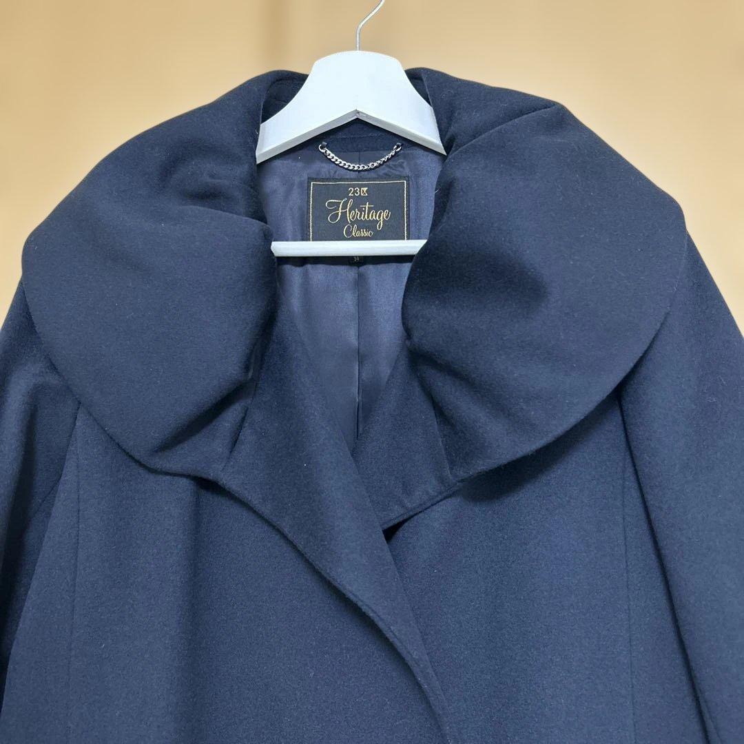 23区 ロロピアーナ ウールショールカラーコート ネイビー 34 - メルカリ