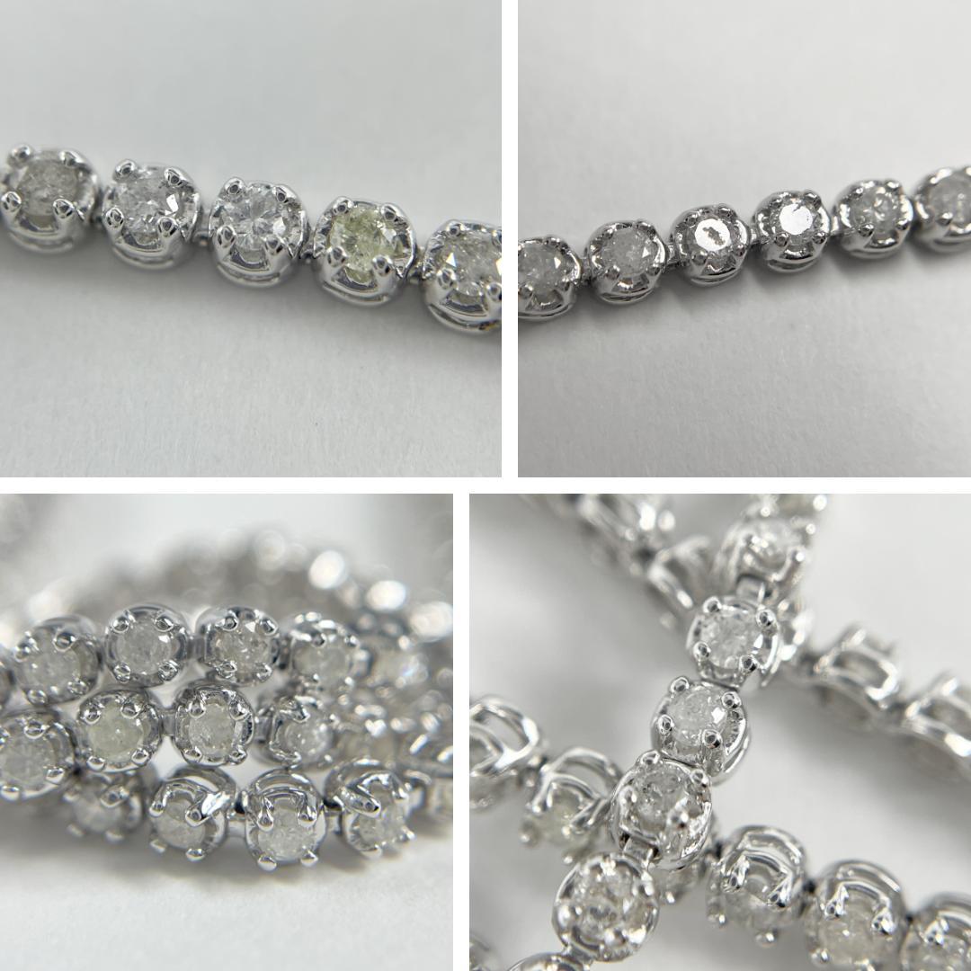 K14WG 天然ダイヤモンド 1.00ct テニスブレスレット