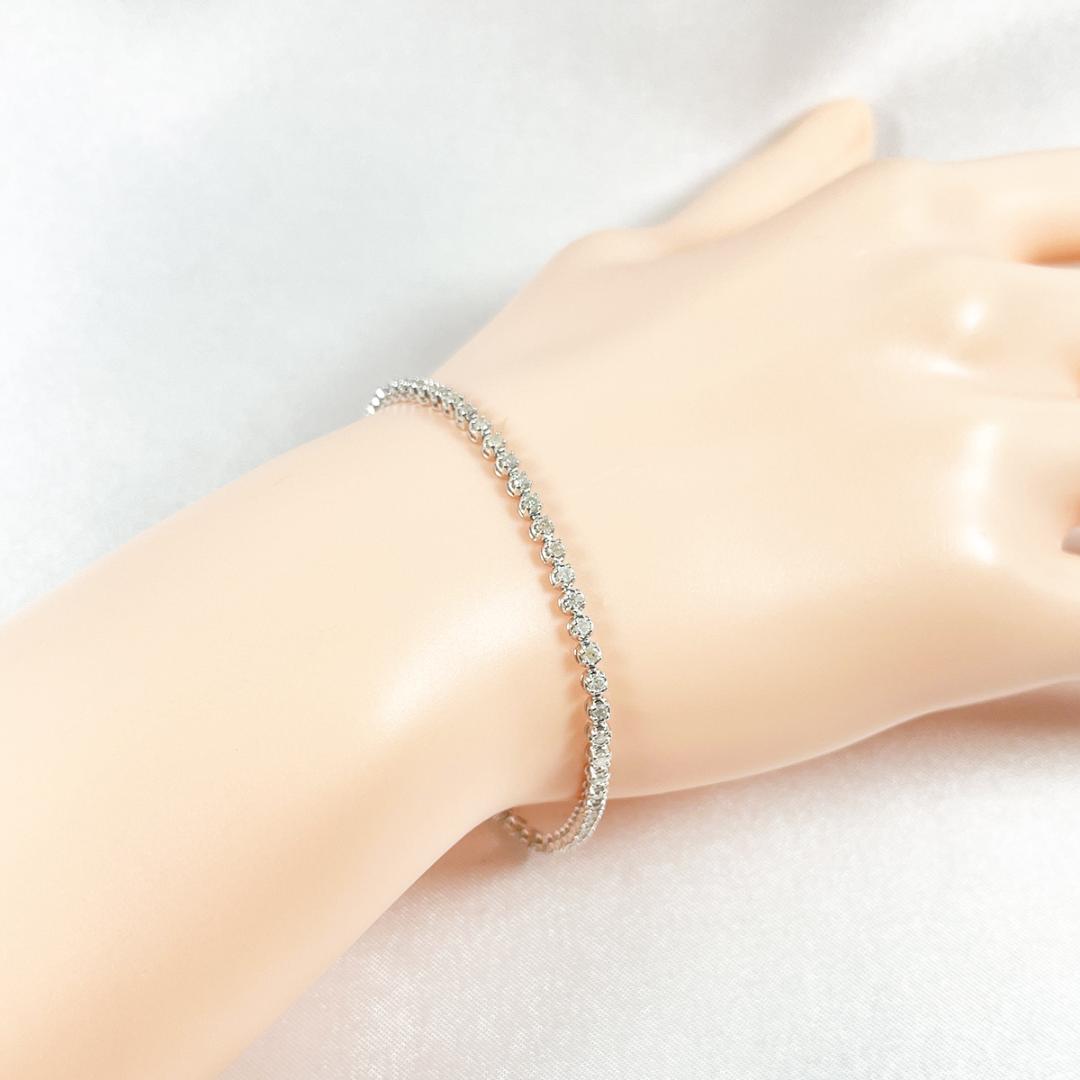 K14WG 天然ダイヤモンド 1.00ct テニスブレスレット