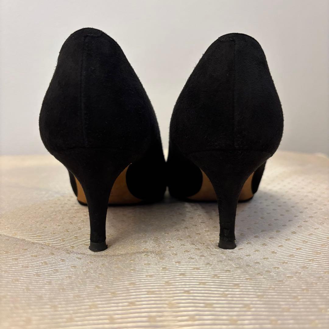 ペリーコ パンプス アネッリ　スエード　黒 ポインテッドトゥ 24.5cm