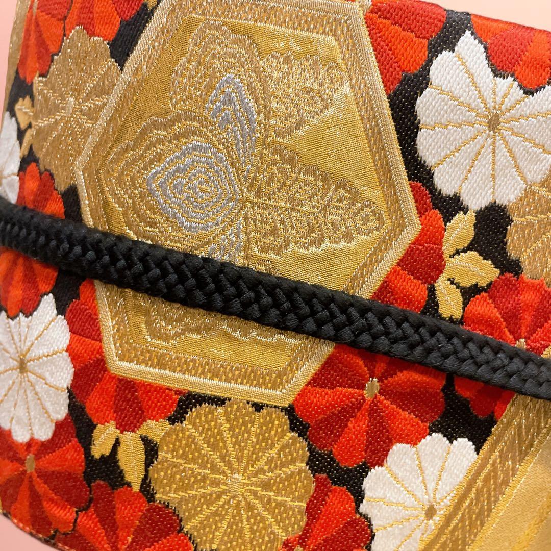 黒赤金花刺繍帯 サッシュベルト W65〜95cm 着物リメイク J80103 - メルカリ