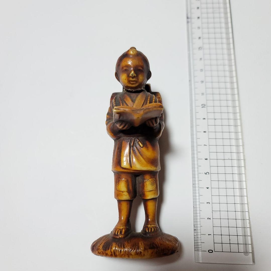 小型 二宮金次郎像 陶器 骨董品 古美術 工芸 置物 アンティーク 金次郎