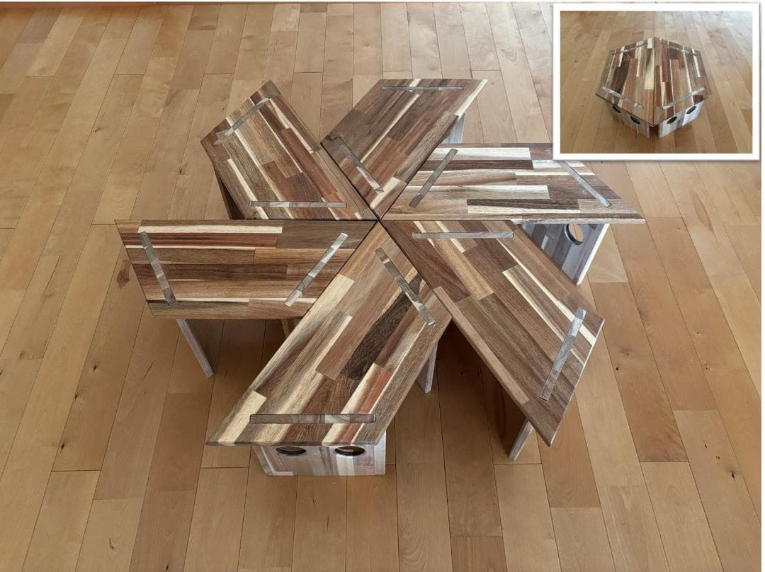 中サイズ ヘキサゴンテーブル ヘキサテーブル 囲炉裏テーブル 組み立て