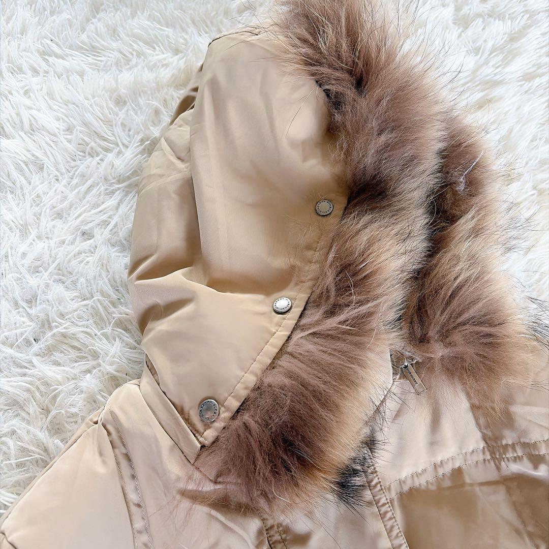 バーバリーロンドン】ファーフード3WAYダウンコート ベージュノバ