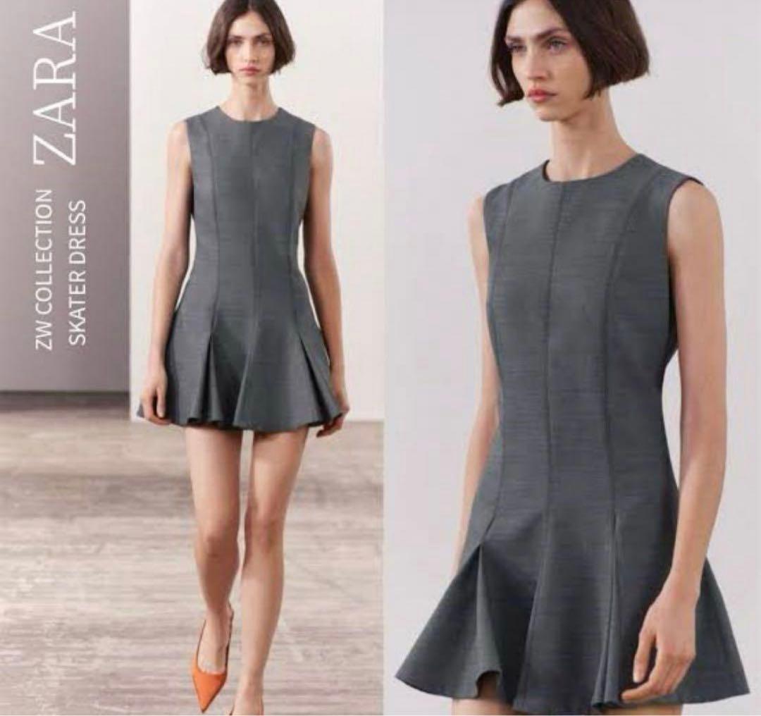 ZARA グレー ノースリーブ ミニワンピース - メルカリ