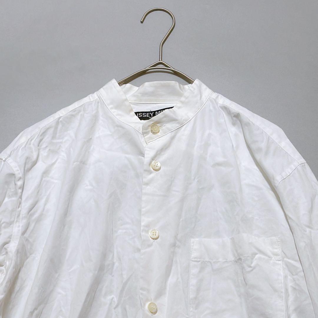 イッセイミヤケホワイトレーベル バンドカラーシャツ 長袖 3サイズ 白