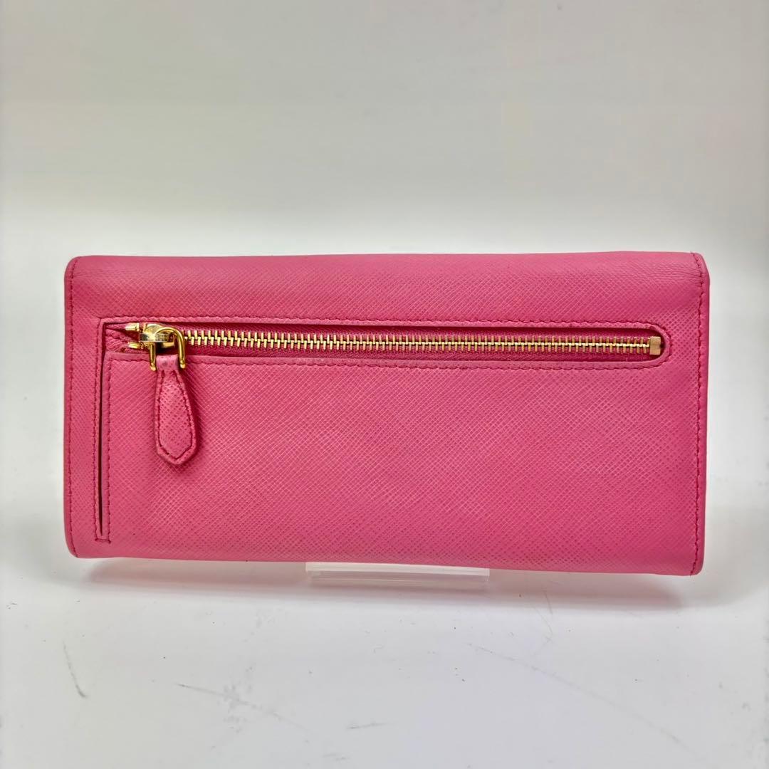 PRADA 長財布 メタルロゴ サフィアーノレザー バイカラー ピンク 水色