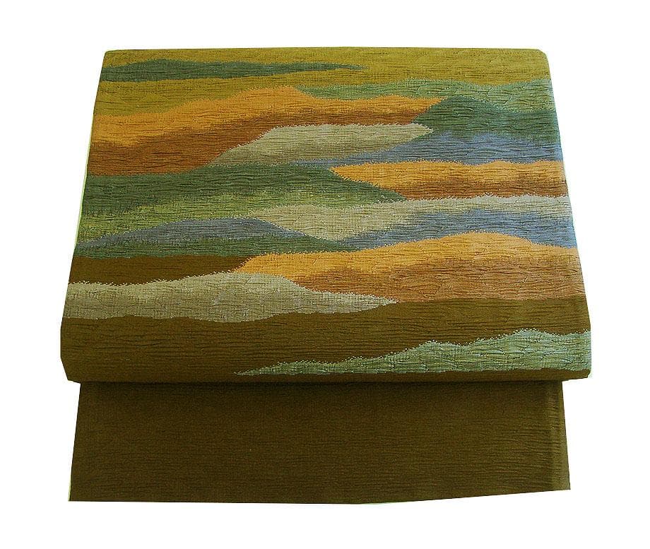 本場縞大島紬・訪問着＆紬袋帯・帯〆・帯揚げセット（正絹）仕立上り