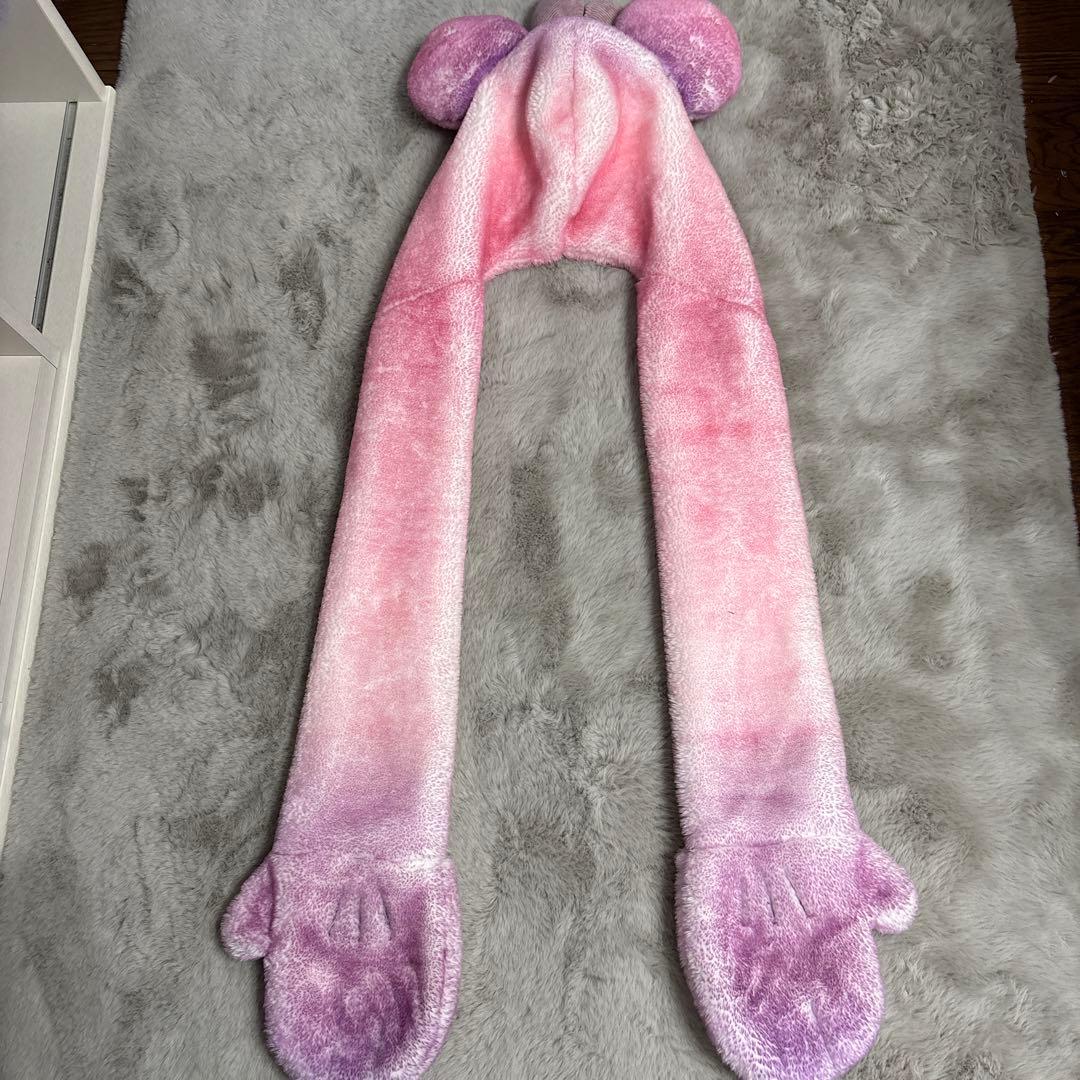 ディズニー ファンキャップ マフラー 紫 パープル ピンク ミニー