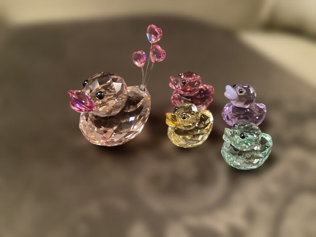 （専用）スワロフスキー クリスタル製アヒルの親子オブジェ SWAROVSKI（スワロフスキー） クリスタル 『アヒル(Duck Happy Chloe