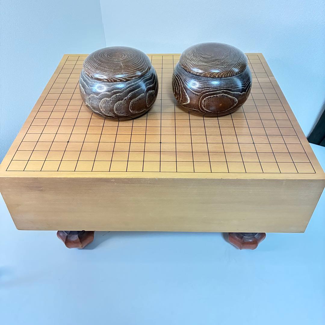 碁盤 囲碁セット 盤厚18cm 盤上42×45cm 脚付き へそ有り 蓋付き - メルカリ