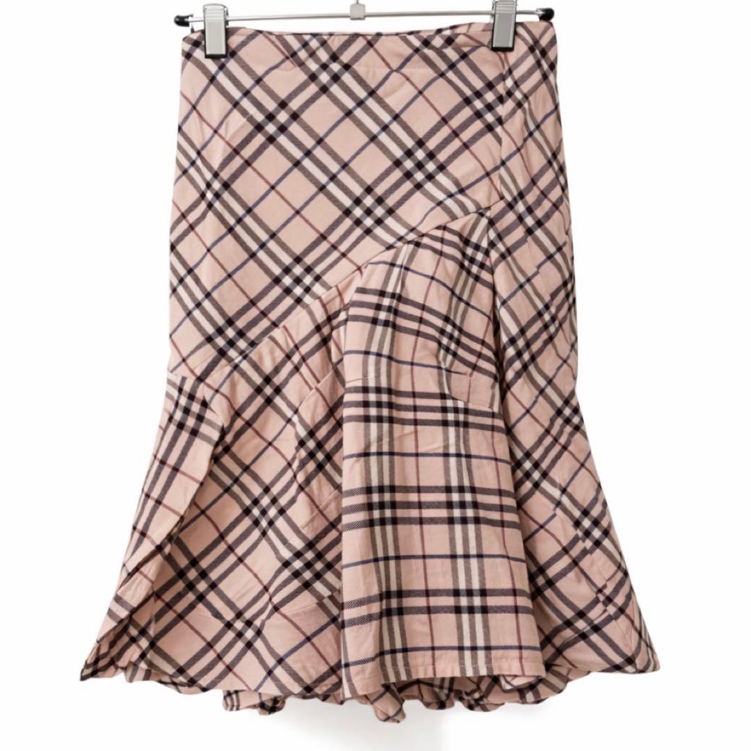 BURBERRY】チェック柄フレアスカート ひざ丈 スリット Mサイズ - メルカリ
