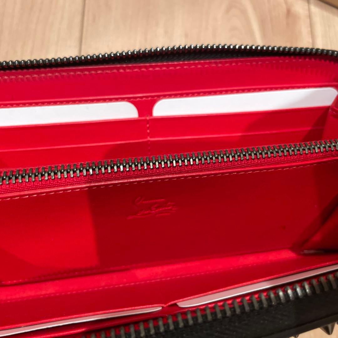 クリスチャンルブタン】スタッズ 黒長財布 箱リボン袋 保証書付き