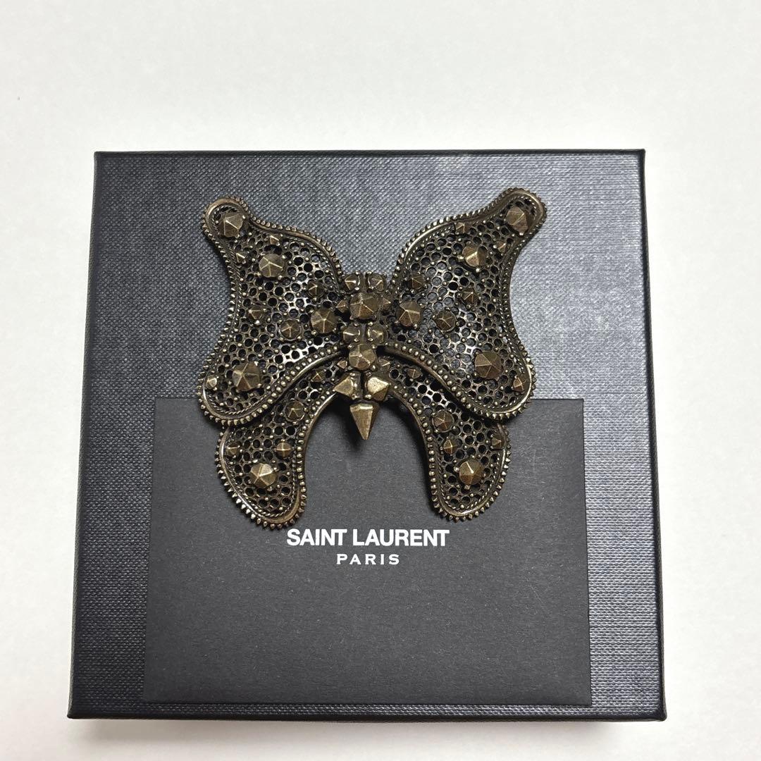 イヴ・サンローラン ブローチ バタフライ 蝶々 専用箱 ポーチ付属 美品
