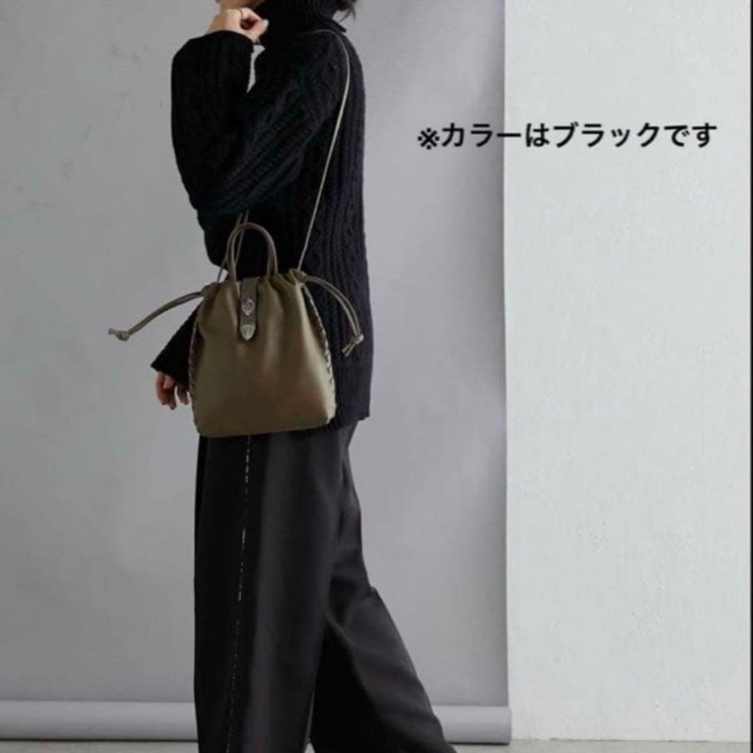 ear PAPILLONNER バックル巾着ショルダーバッグ レザー 黒 S - メルカリ