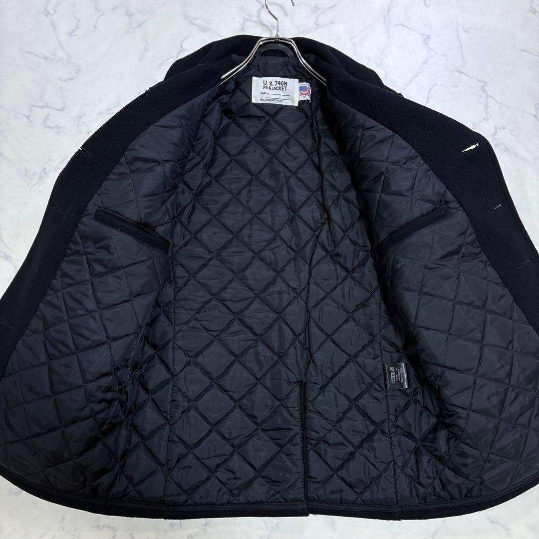 美品 Schott U.S.740N ピーコート キルティング裏地36 ブラック