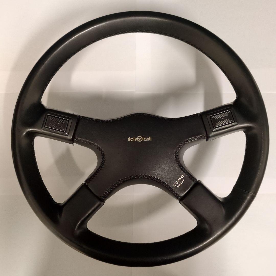 Italvolanti イタルボランテ ステアリング レザー ブラック ボス付き