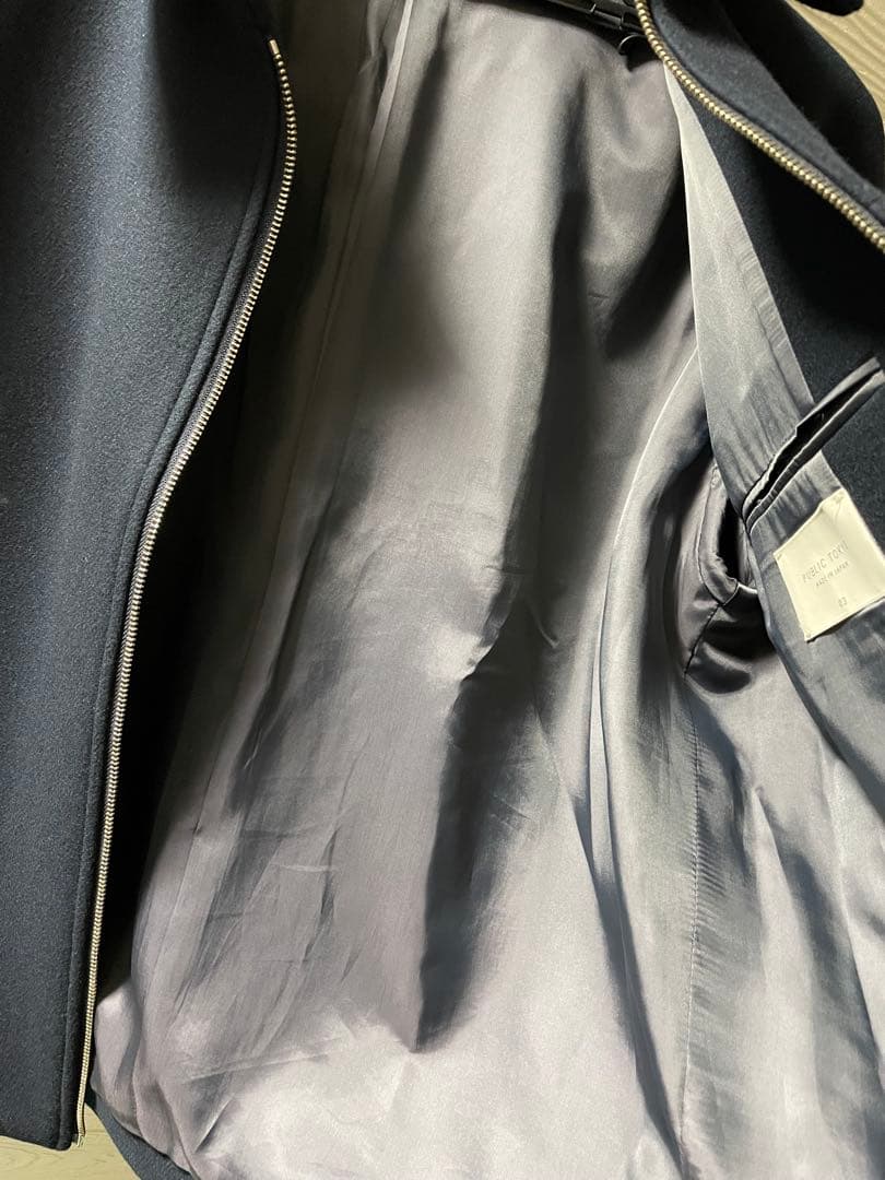 パブリックトウキョウ Super140s メルトン ショートジップブルゾン