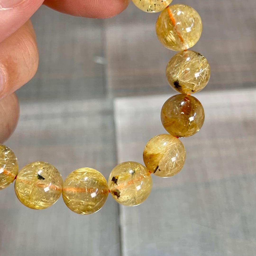 金運強 太陽放射ルチルブレスレット ヘマタイト ルチルクォーツ 2-7