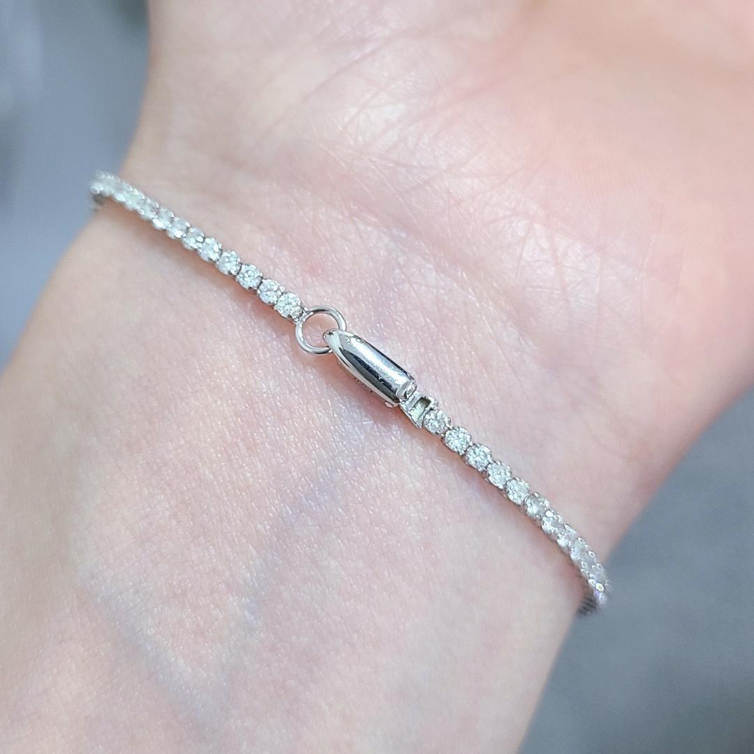 白系 1.6ct　ダイヤモンド K14 WG テニスブレスレット