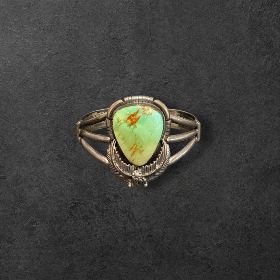 極希少】大粒 ターコイズ シルバーバングル ヴィンテージ 刻印有