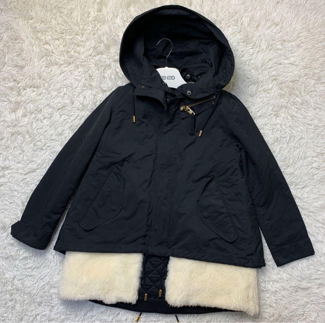 THE RERACS ボア付き ショートモッズコート ベスト ライナー ブラック ザ・リラクスのエディション別注アウター、キルティングベストを重ねた