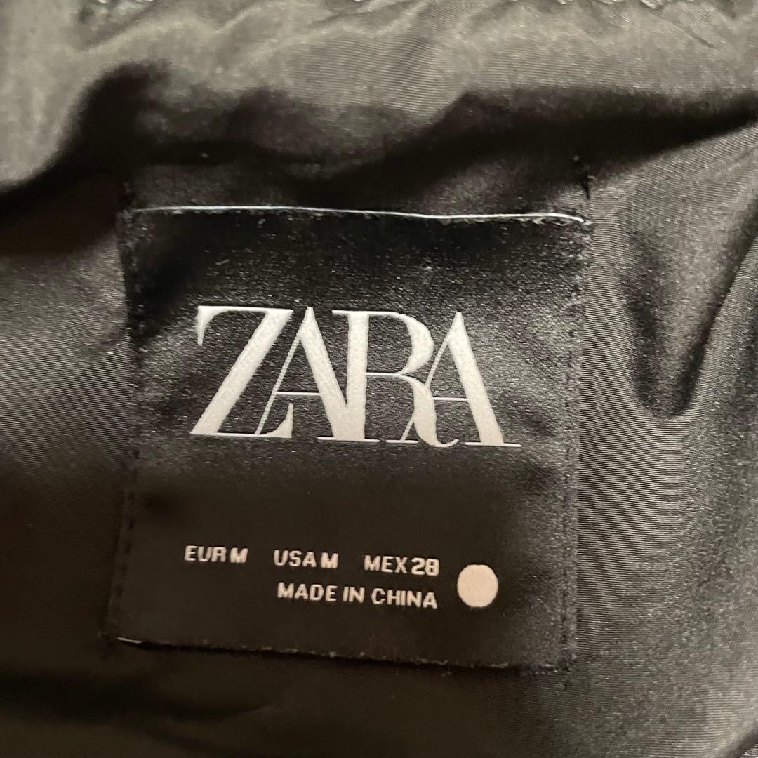 超美品 ZARA ザラ 【L】 フェイクレザーパフベスト ハーフダウンベスト