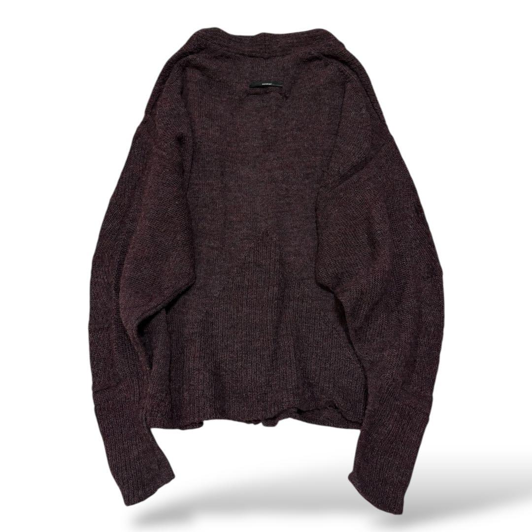 Cotelac アルパカ混 Vネックカーディガン ダークパープル 1 極暖 芸術