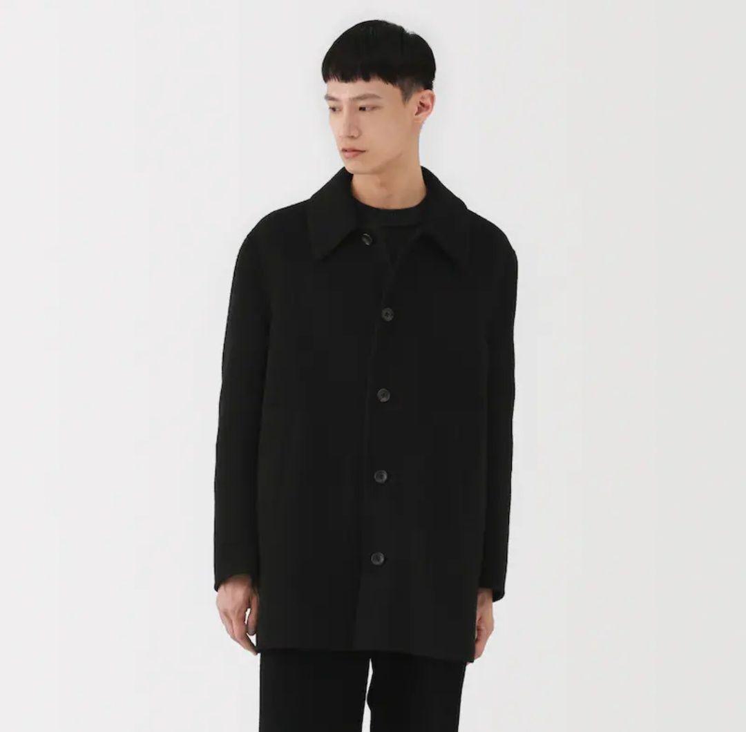 新品 Muji Labo カシミヤ混ショートステンカラーコート ブラック M