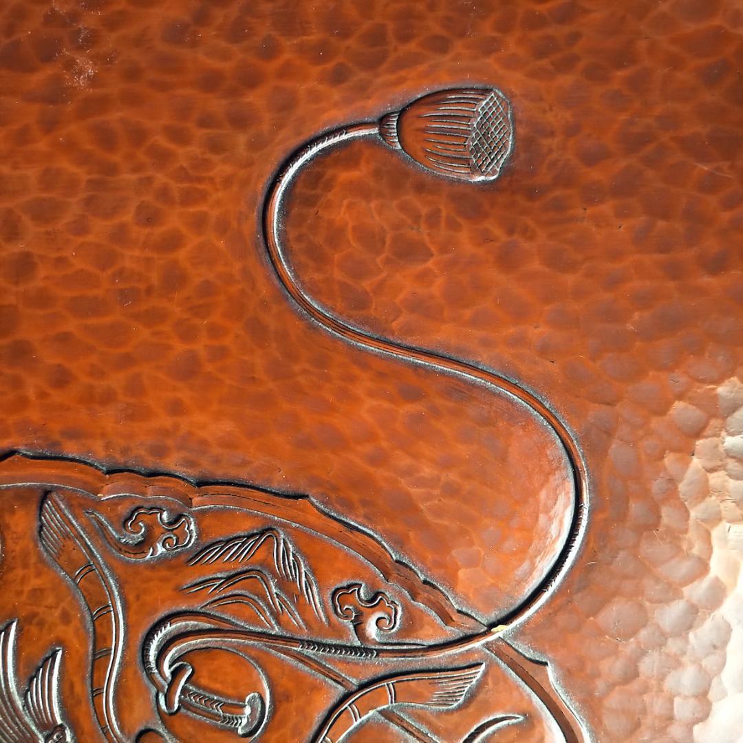 コメント必見] 鎌倉彫 博古堂 大型 11寸 35㎝ 角盆・菓子器・角皿 古鏡