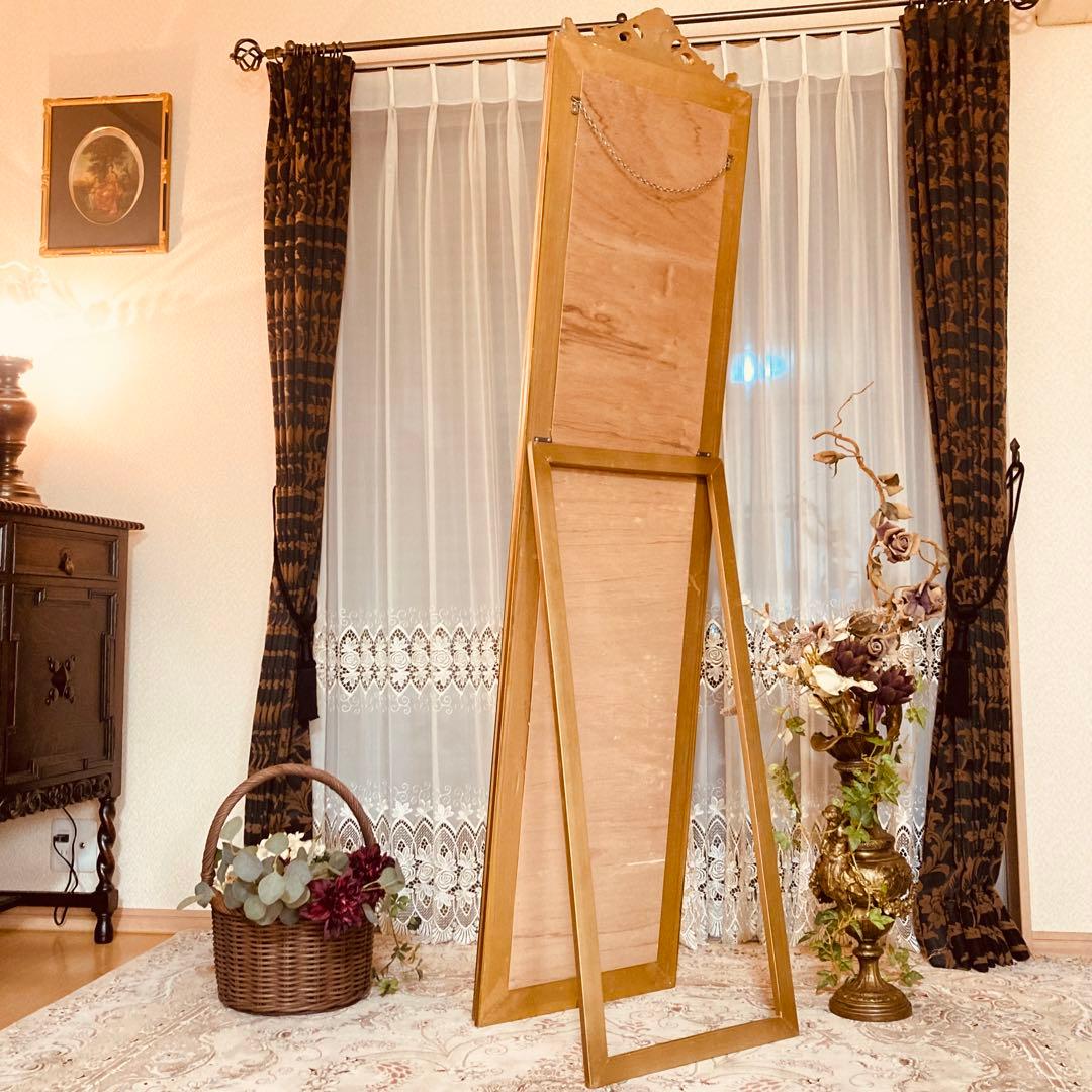 ロココ調 アンティーク スタンドミラー 姿見 壁掛けミラー イタリア