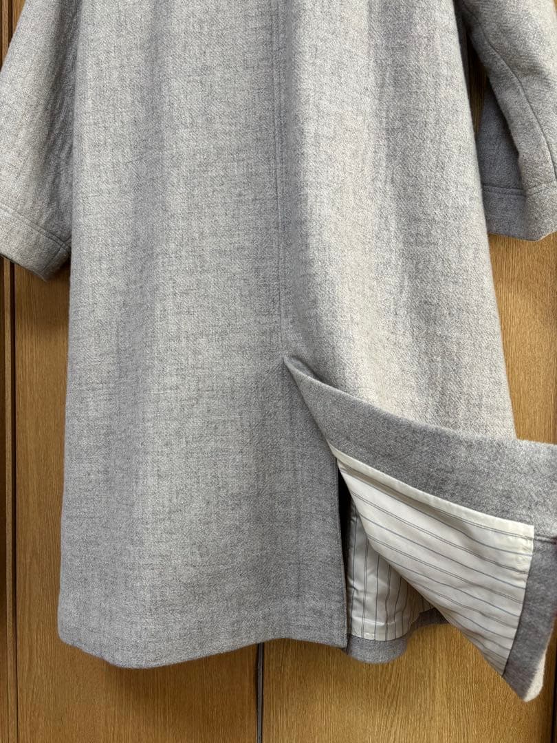 北欧暮らしの道具店 柔らかシルエットのノーカラーコート ライトグレー