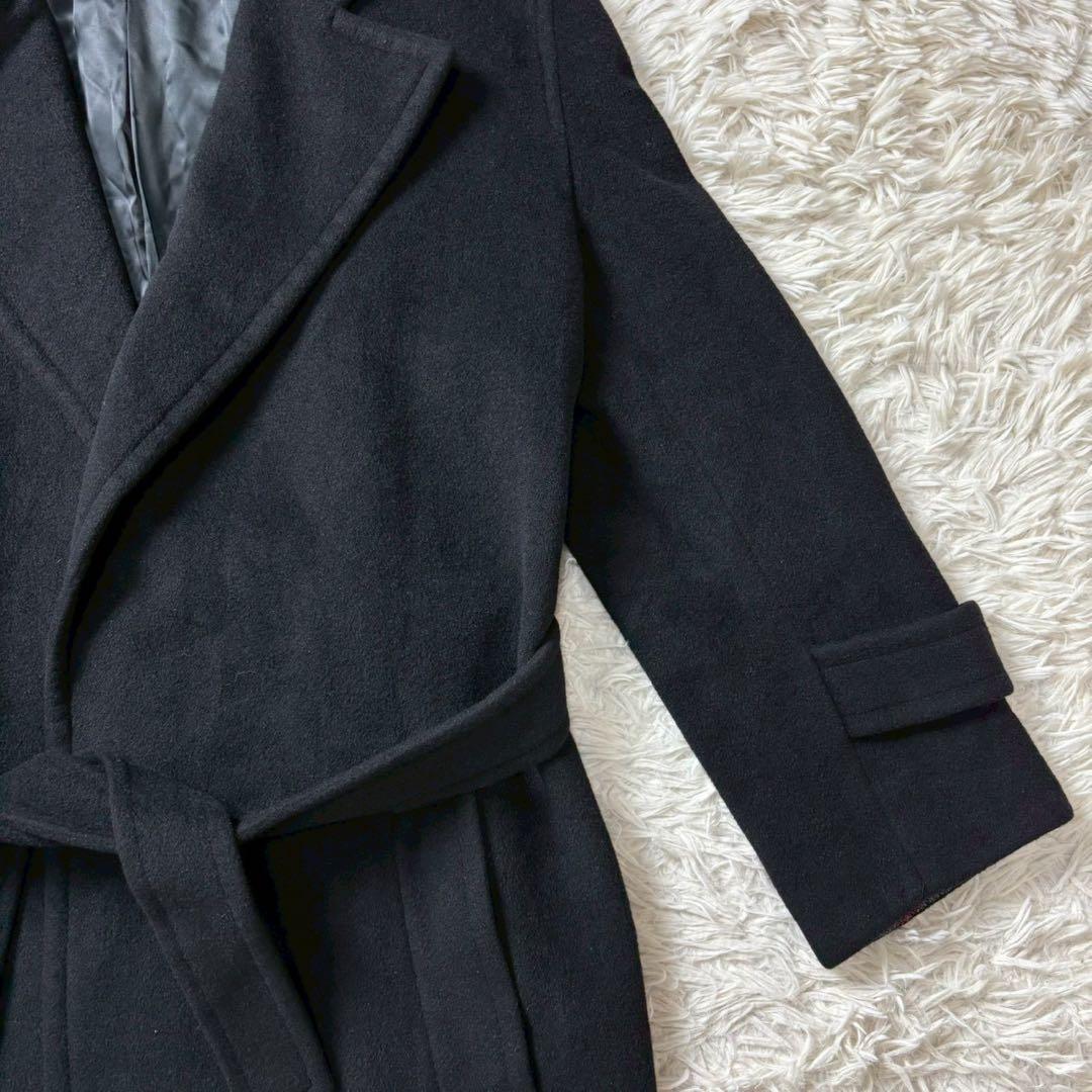 ラルフローレン ベルト付きロングコート ブラック 7号 アンゴラ混