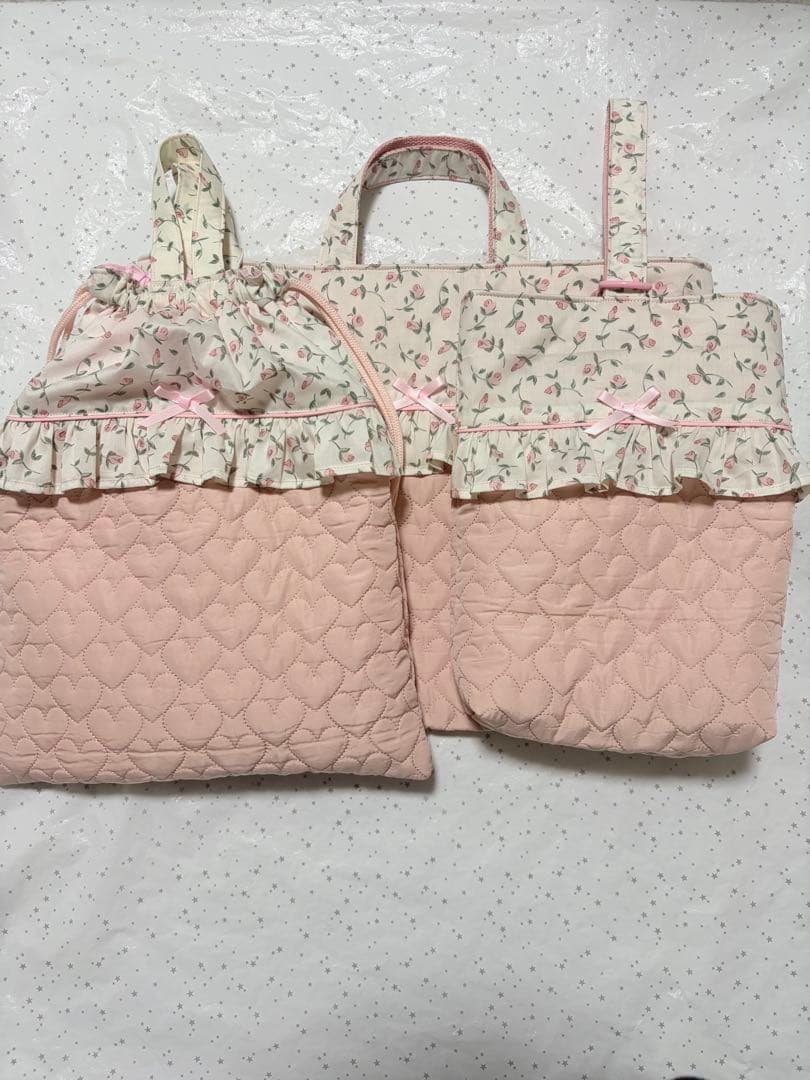 フローティングフローラ×ハートキルトレッスンバッグ上履き入れ体操服