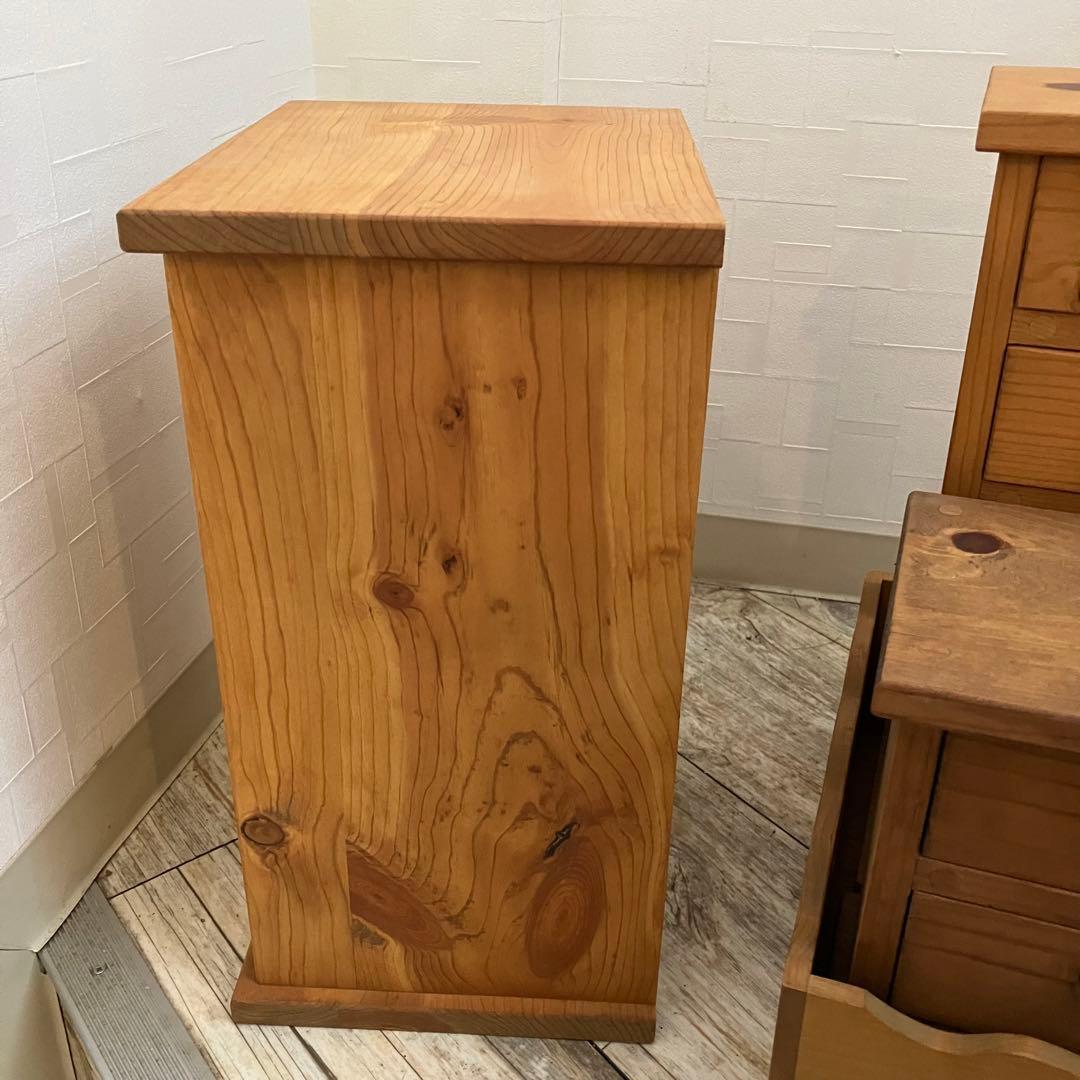 カントリー家具 ハートのくりぬき ハンドメイド品 木製チェスト 5点セット